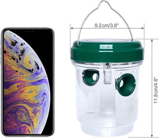 2-pack solar-powered wasp traps - Hanging wasp traps for outdoors - Suitable for wasps, hornets, bumblebees, etc. outdoors - With UV-LED light
