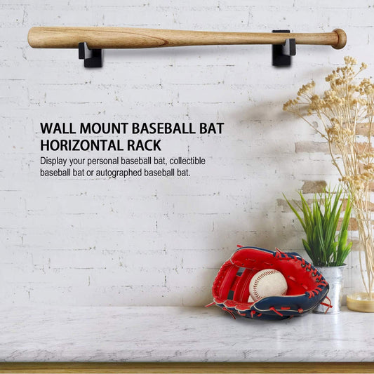 Display standard - Black - Baseball bat display standard - Baseball bat holder - Wall mounting - Horizontal baseball bat standard - Baseball bat holder - 2 pieces - Black.
