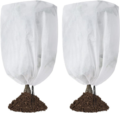 Plant frost protection - cold cover - plant cover - with drawstring and zip - 2-pack - 120 * 180 cm - white - for outdoor plants - shrub pots - plants - winter.