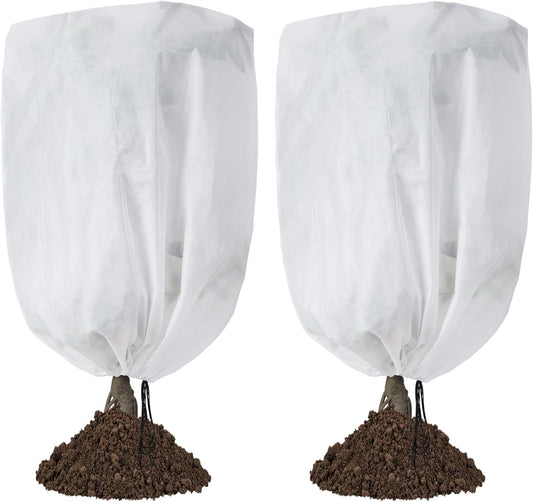 Plant frost protection - cold cover - plant cover - with drawstring and zip - 2-pack - 120 * 180 cm - white - for outdoor plants - shrub pots - plants - winter.