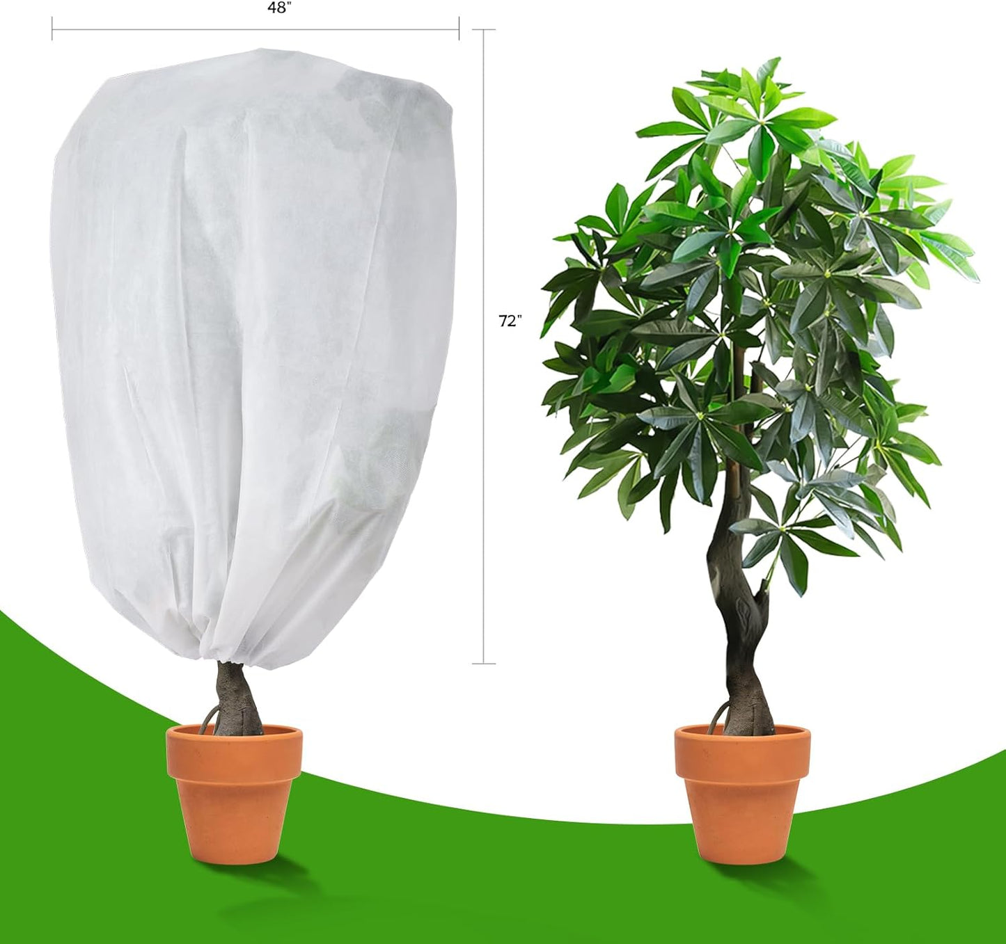 Plant frost protection - cold cover - plant cover - with drawstring and zip - 2-pack - 120 * 180 cm - white - for outdoor plants - shrub pots - plants - winter.