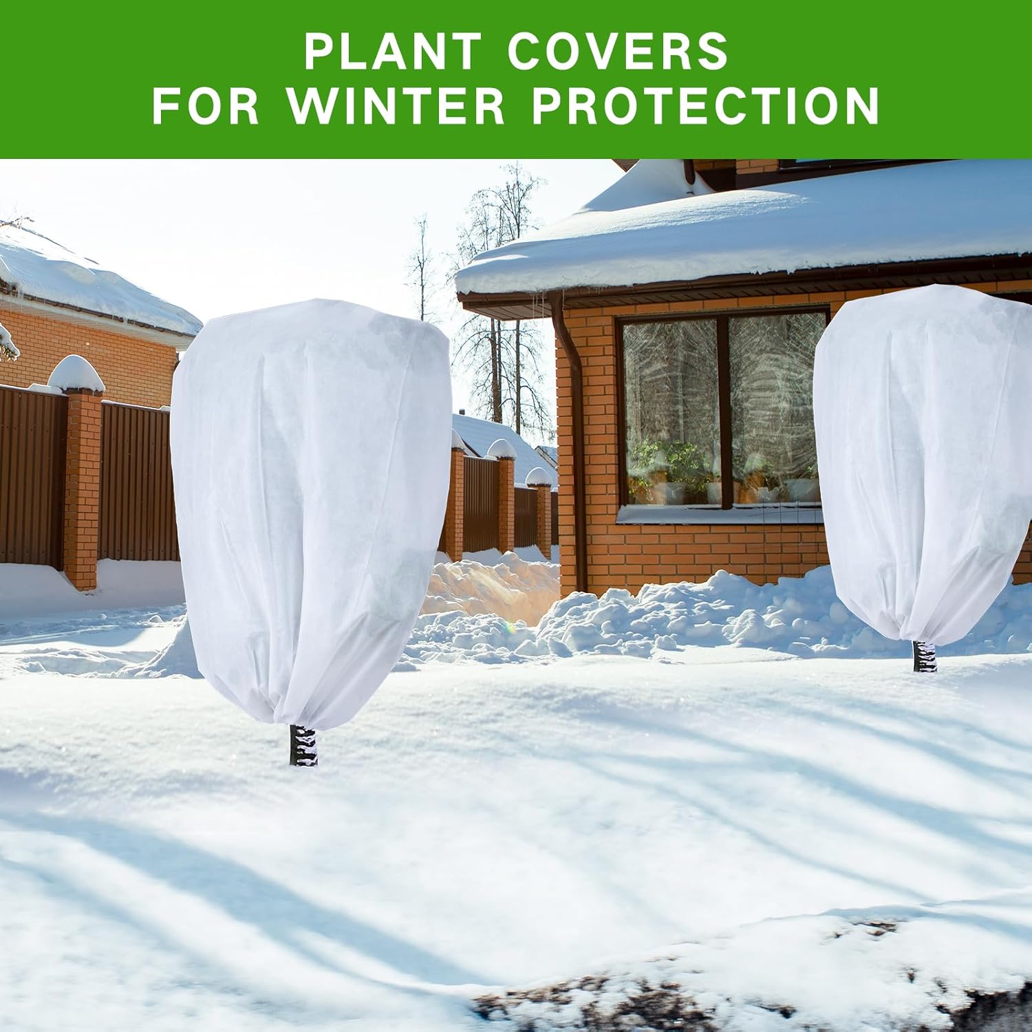 Plant frost protection - cold cover - plant cover - with drawstring and zip - 2-pack - 120 * 180 cm - white - for outdoor plants - shrub pots - plants - winter.