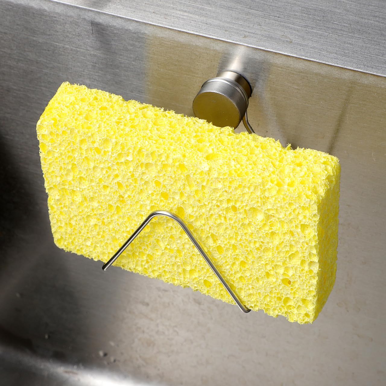 Sponge Holder - Stainless Steel - Magnetic - Kitchen Sink Sponge Drying Rack - 1 piece - Easy to install - No drilling required - Suitable for kitchens and bathrooms