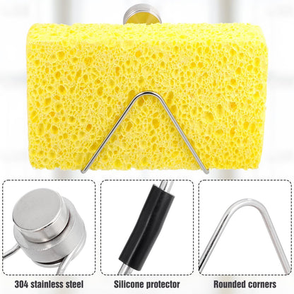 Sponge Holder - Stainless Steel - Magnetic - Kitchen Sink Sponge Drying Rack - 1 piece - Easy to install - No drilling required - Suitable for kitchens and bathrooms