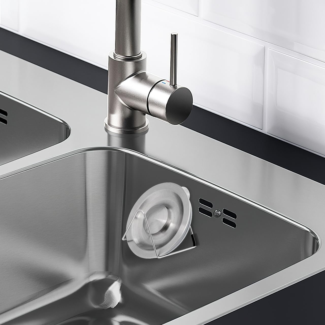 Sponge Holder - Stainless Steel - Magnetic - Kitchen Sink Sponge Drying Rack - 1 piece - Easy to install - No drilling required - Suitable for kitchens and bathrooms
