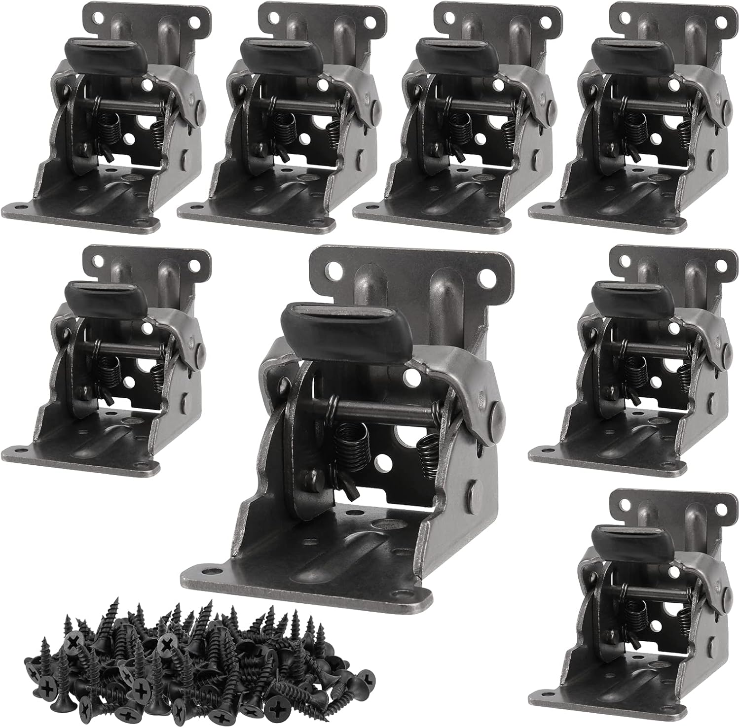 Table hinge - Folding hinge - 0-90 degree foldable - 8-pack - Lockable hinge - Lockable extension support bracket - with 64 screws, black.