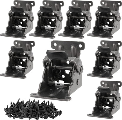 Table hinge - Folding hinge - 0-90 degree foldable - 8-pack - Lockable hinge - Lockable extension support bracket - with 64 screws, black.
