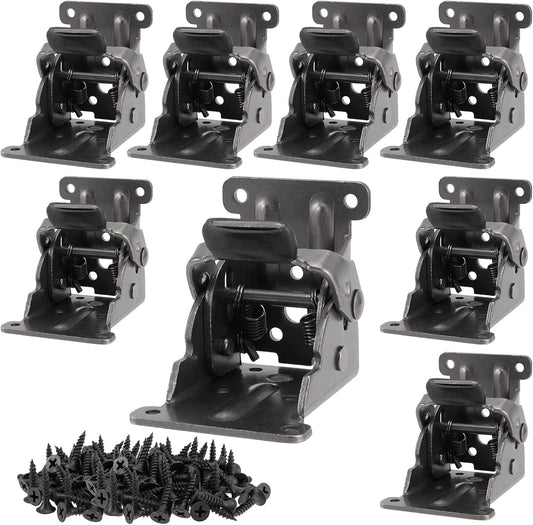 Table hinge - Folding hinge - 0-90 degree foldable - 8-pack - Lockable hinge - Lockable extension support bracket - with 64 screws, black.