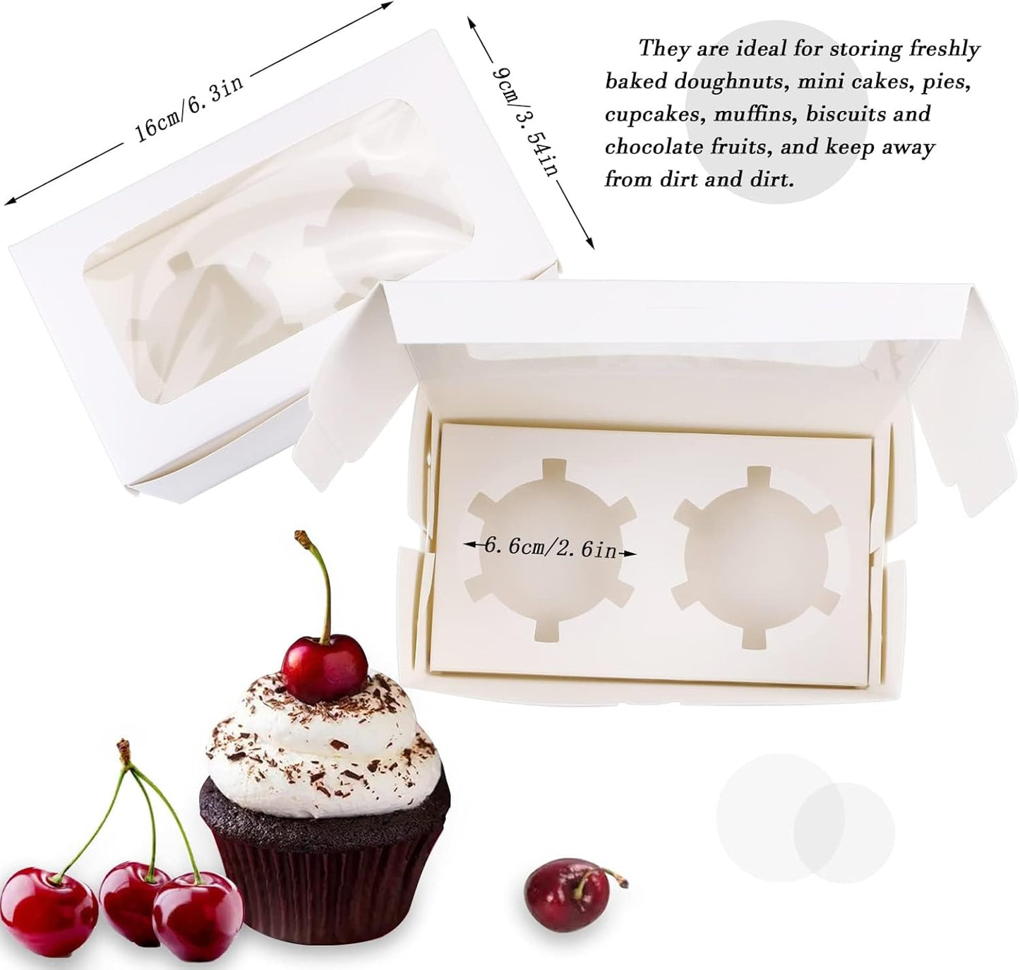 Cupcakedozen - With paper - 30 pieces - with 2 paper holders - Cupcake cases - Cake boxes - for birthday parties - Celebrations - Baking supplies - 16*9*7.5cm