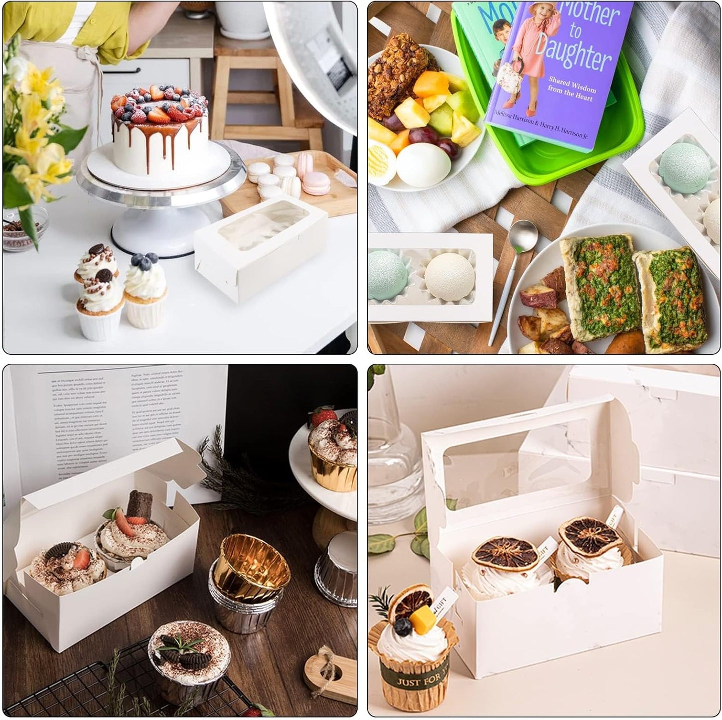 Cupcakedozen - With paper - 30 pieces - with 2 paper holders - Cupcake cases - Cake boxes - for birthday parties - Celebrations - Baking supplies - 16*9*7.5cm