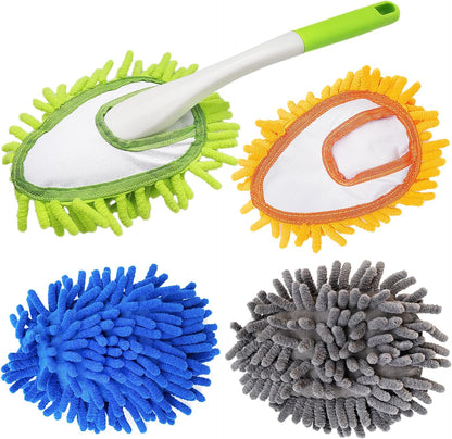 Cloth brush - Microfiber cloth - Hand-washable cloth - With 4 replaceable microfiber heads - Can be used wet and dry - Removable cleaning accessories - Suitable for office, car, windows, furniture and walls.