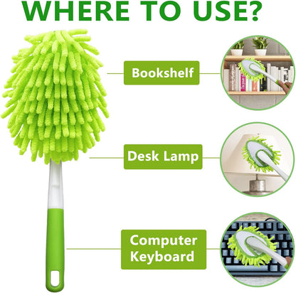 Cloth brush - Microfiber cloth - Hand-washable cloth - With 4 replaceable microfiber heads - Can be used wet and dry - Removable cleaning accessories - Suitable for office, car, windows, furniture and walls.