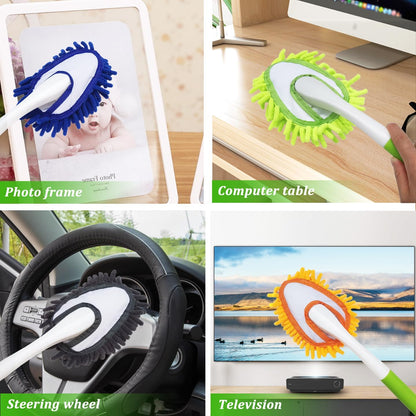 Cloth brush - Microfiber cloth - Hand-washable cloth - With 4 replaceable microfiber heads - Can be used wet and dry - Removable cleaning accessories - Suitable for office, car, windows, furniture and walls.