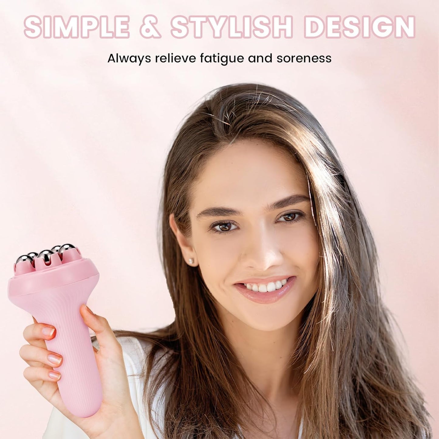Massager - Portable Lymph Massage Roller - Neck Roller - Massage Tool - Helps Release Muscles, Face and Body - Face Roller - Facial Gua Sha Set (pink)
