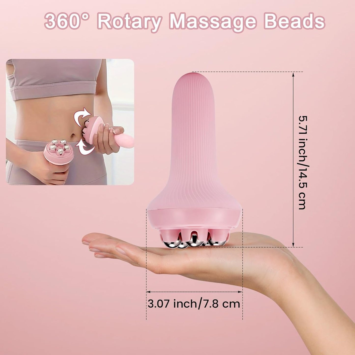 Massager - Portable Lymph Massage Roller - Neck Roller - Massage Tool - Helps Release Muscles, Face and Body - Face Roller - Facial Gua Sha Set (pink)