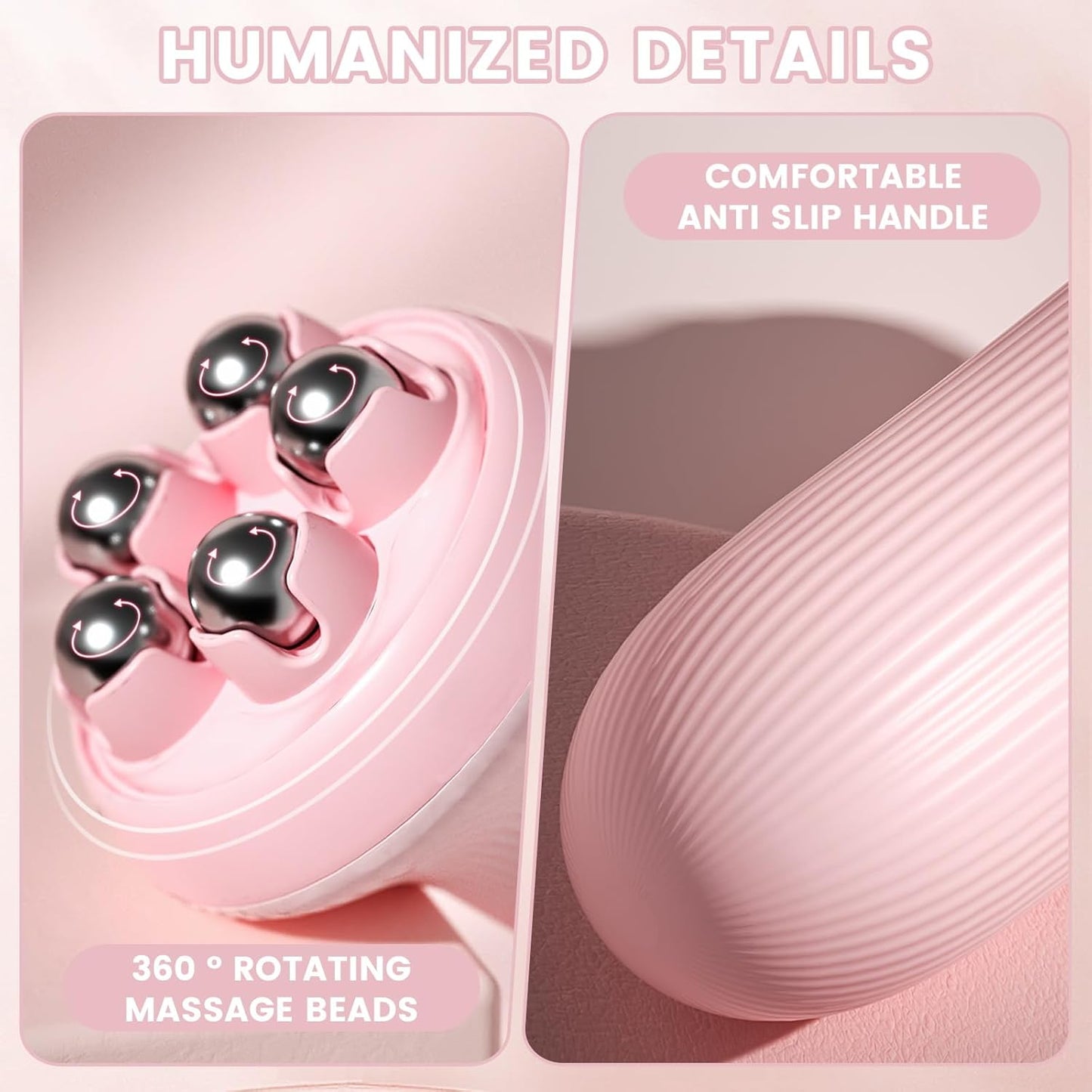 Massager - Portable Lymph Massage Roller - Neck Roller - Massage Tool - Helps Release Muscles, Face and Body - Face Roller - Facial Gua Sha Set (pink)
