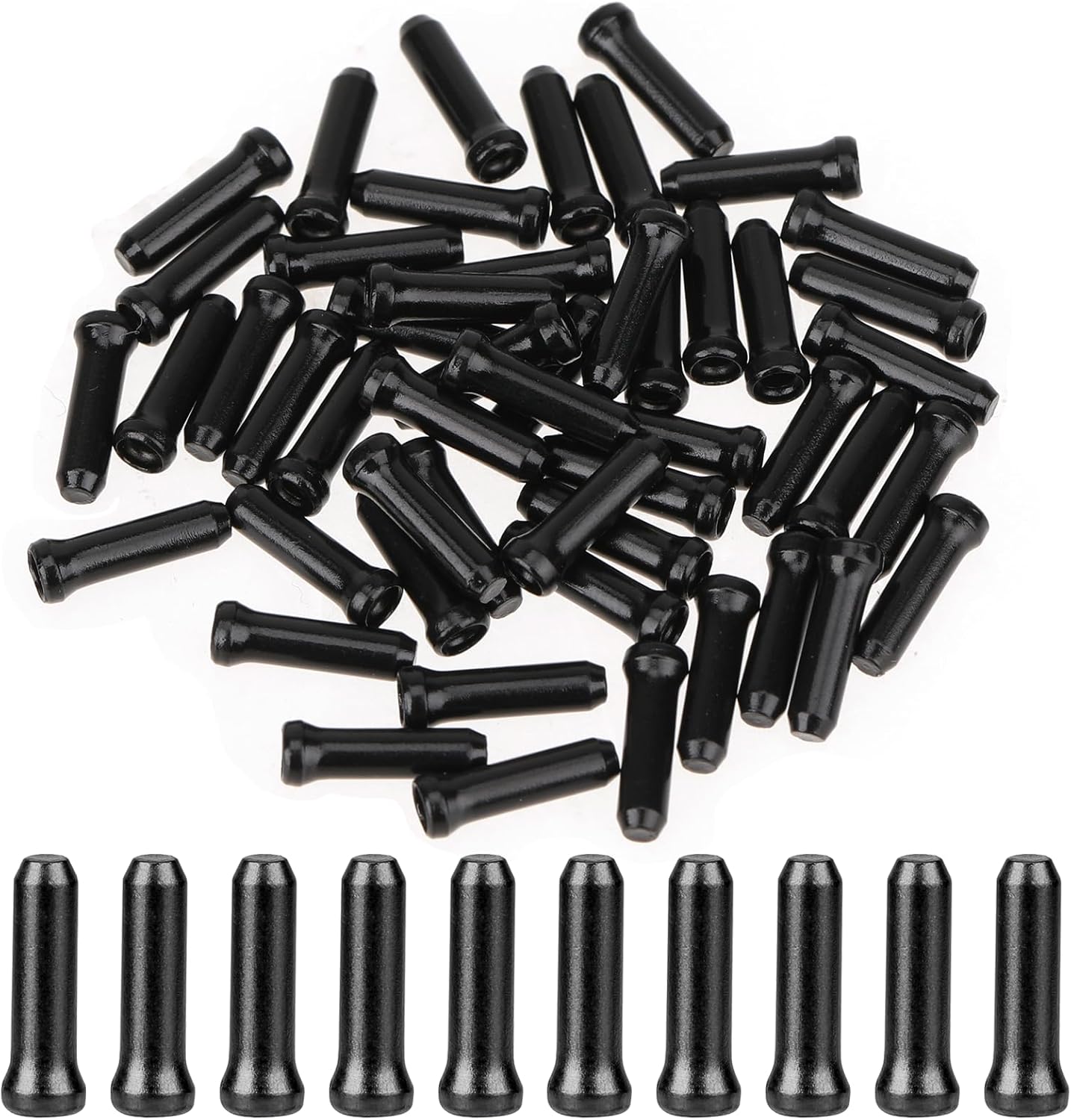 Bike Cable End Caps - 50 Pieces - Black - Bike Cable End Caps - Brake and Gear Cable Tips for Bikes.