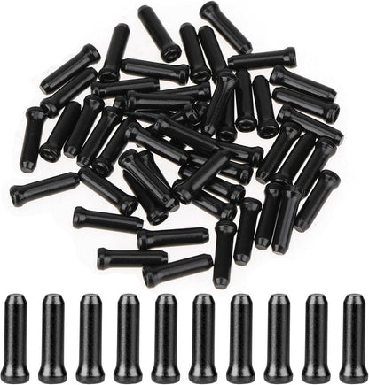 Bike Cable End Caps - 50 Pieces - Black - Bike Cable End Caps - Brake and Gear Cable Tips for Bikes.
