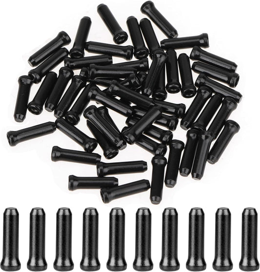 Bike Cable End Caps - 50 Pieces - Black - Bike Cable End Caps - Brake and Gear Cable Tips for Bikes.