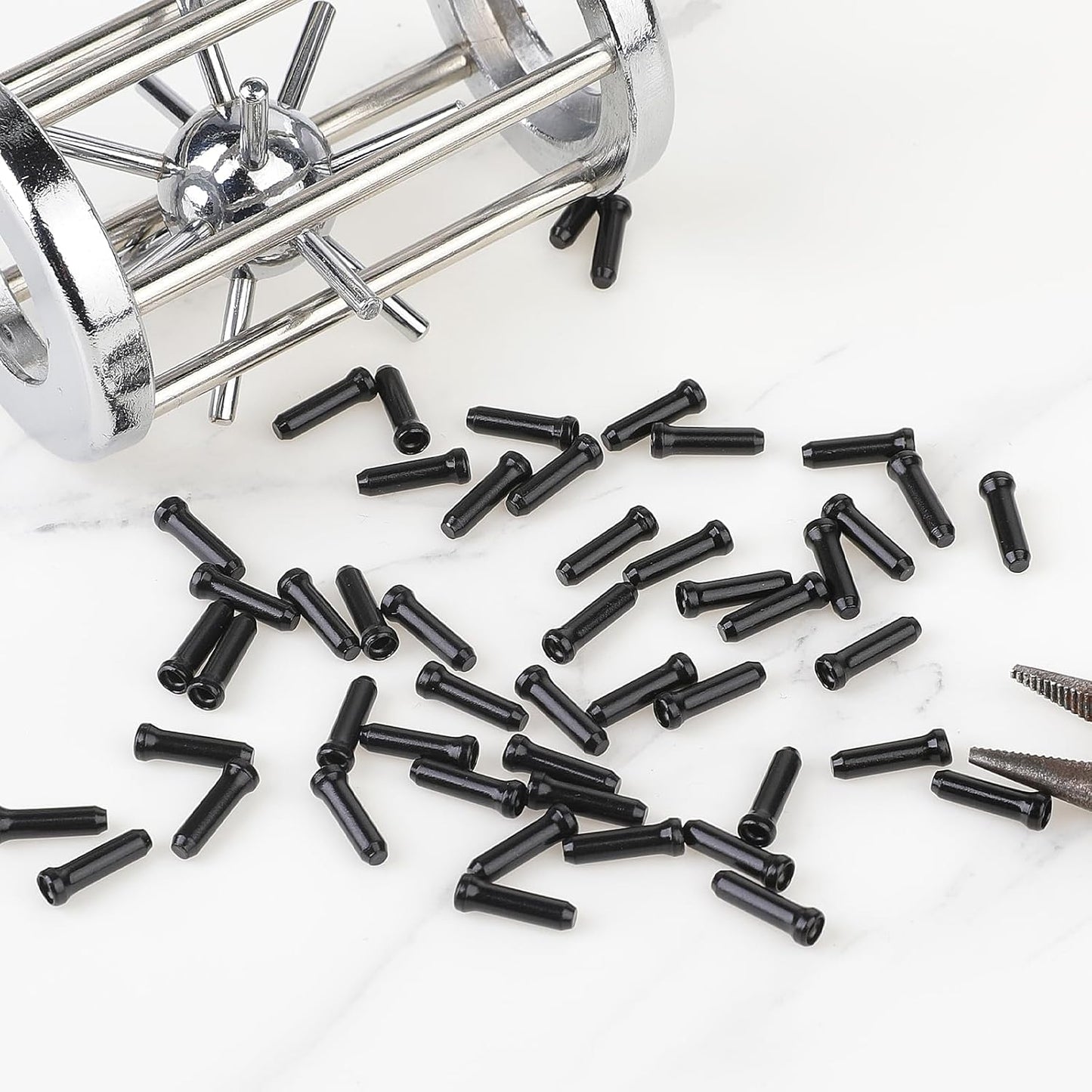 Bike Cable End Caps - 50 Pieces - Black - Bike Cable End Caps - Brake and Gear Cable Tips for Bikes.