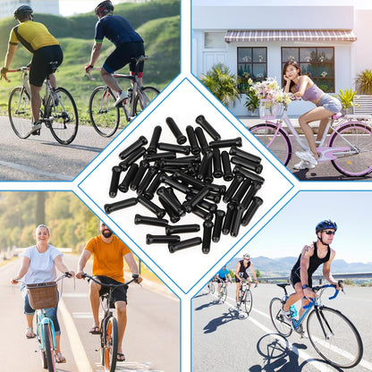 Bike Cable End Caps - 50 Pieces - Black - Bike Cable End Caps - Brake and Gear Cable Tips for Bikes.