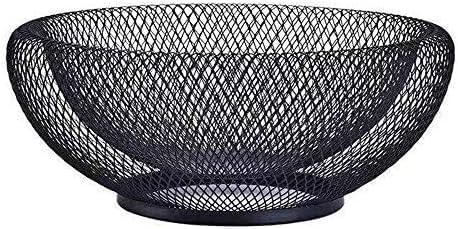 Fruit bowl - Mesh fruit bowl - Decorative fruit basket - Metal - Candy bowl - Suitable for kitchen, countertop, dining table, office - 10 inch (black).