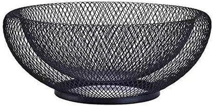 Fruit bowl - Mesh fruit bowl - Decorative fruit basket - Metal - Candy bowl - Suitable for kitchen, countertop, dining table, office - 10 inch (black).