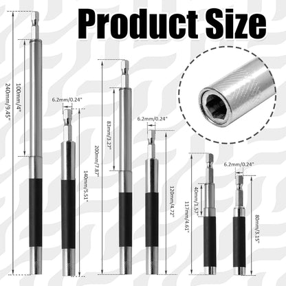 Biaungdo Magnetic Drill Bit Holder, 3 Pack Scalable Screw Drive Guide Self Retracting Sleeve, Mixed Length Extension Bar Adapter Prevent Screws Shaking (80 mm/120 mm/140 mm)