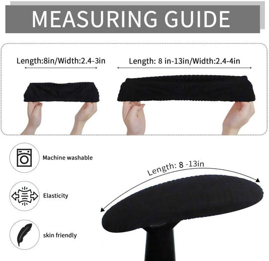 FORCHEER Office Chair Armrest Covers Stretchable Water Resistant Jacquard Elastic Band Short Computer Chair Arm Covers for Desk Chairs 8-13inch Washable 2 Pieces-Black