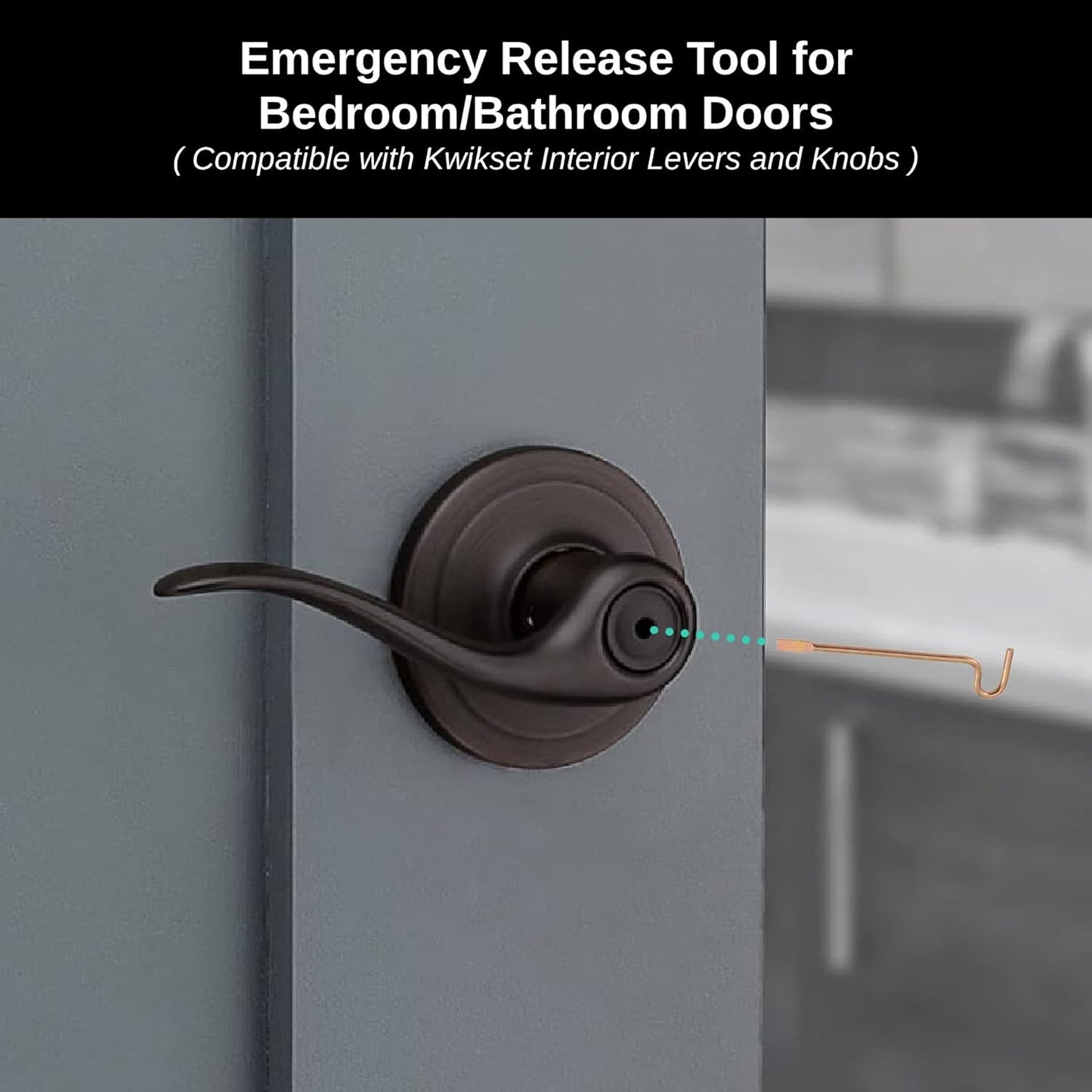 Bedroom/Bathroom Door Steel Emergency Release Tool Compatible with Kwikset Interior Levers and Knobs (6), Gold Color