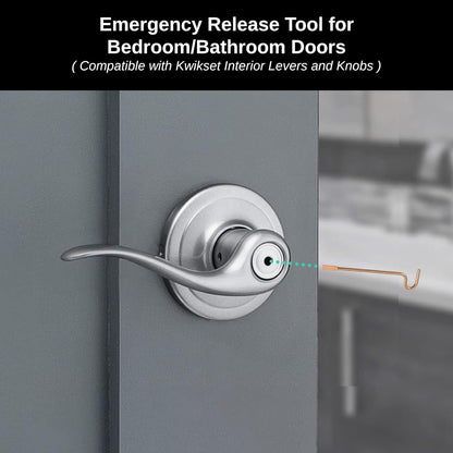 Bedroom/Bathroom Door Steel Emergency Release Tool Compatible with Kwikset Interior Levers and Knobs (6), Gold Color