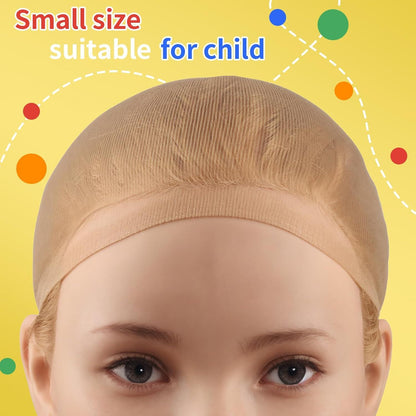 Wig Cap, 4PCS HD Wig Cap or Kids, HD Caps or Wigs Light Brown, Nylon Wig Caps or Kids, Stocking Caps or Wigs, Transparent Invisible Wig Cap or Halloween. Small Wig Cap or Kids, Baby.