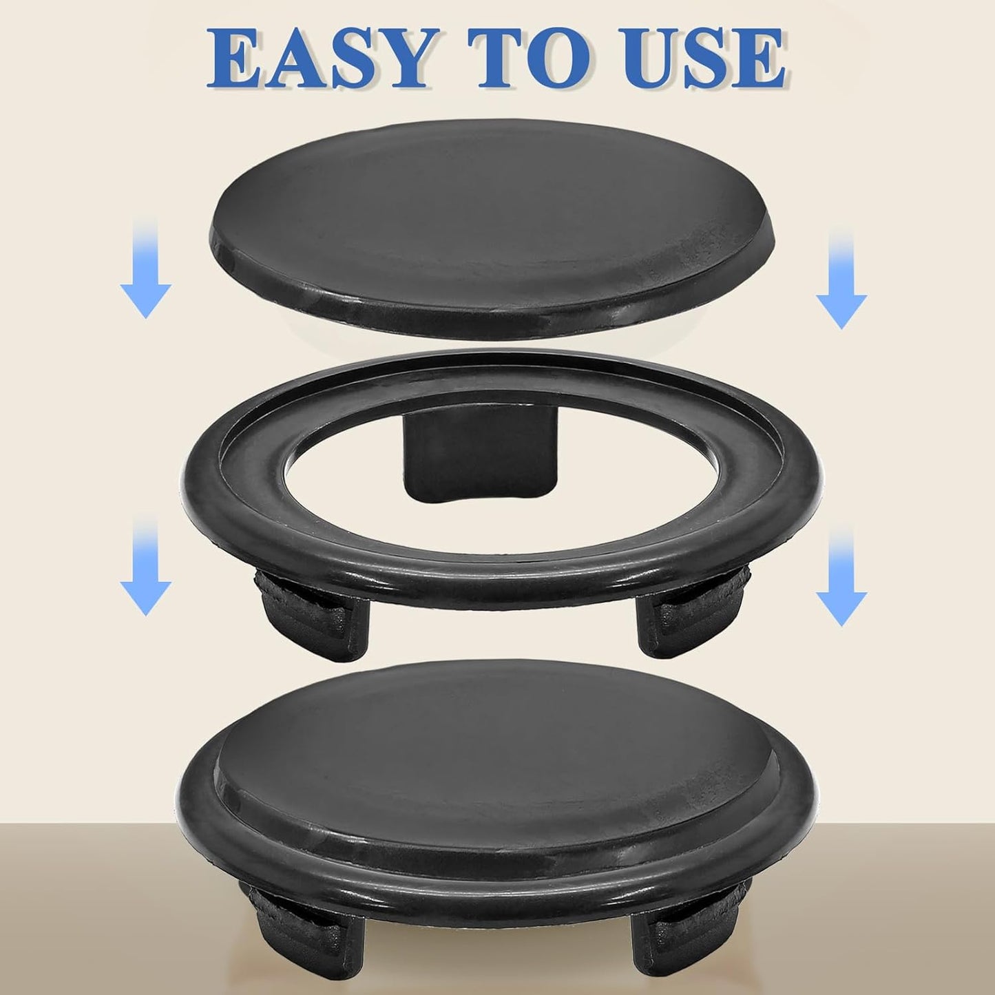 Biaungdo 3 Sets 3 Inch Outdoor Patio Table Umbrella Hole Ring and Cap Set, Standard Size Garden Beach Tablet Thicker Hole Ring Plug and Cap Set(Black, Inner Diameter 50mm/2inch)