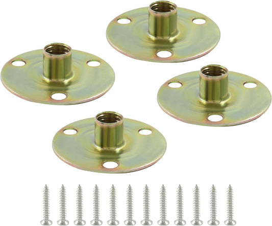 Biaungdo Furniture Leg Mounting Plates, 4 Sets 5/16 Attachment Plates with Hanger Bolts Screws for Furniture Sofa Cabinet Chair Couch Seats Strengthen Weak Furniture feet Repair Plates(5/16x37x2.5mm)