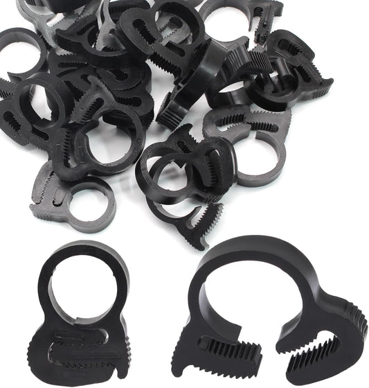 Biaungdo 20 Pack Black Double Gripping Nylon Hose Clamps, 12.3-13.3 mm Heavy Duty Snap Grip Plastic Clamps Adjustable Ratcheting Clamp