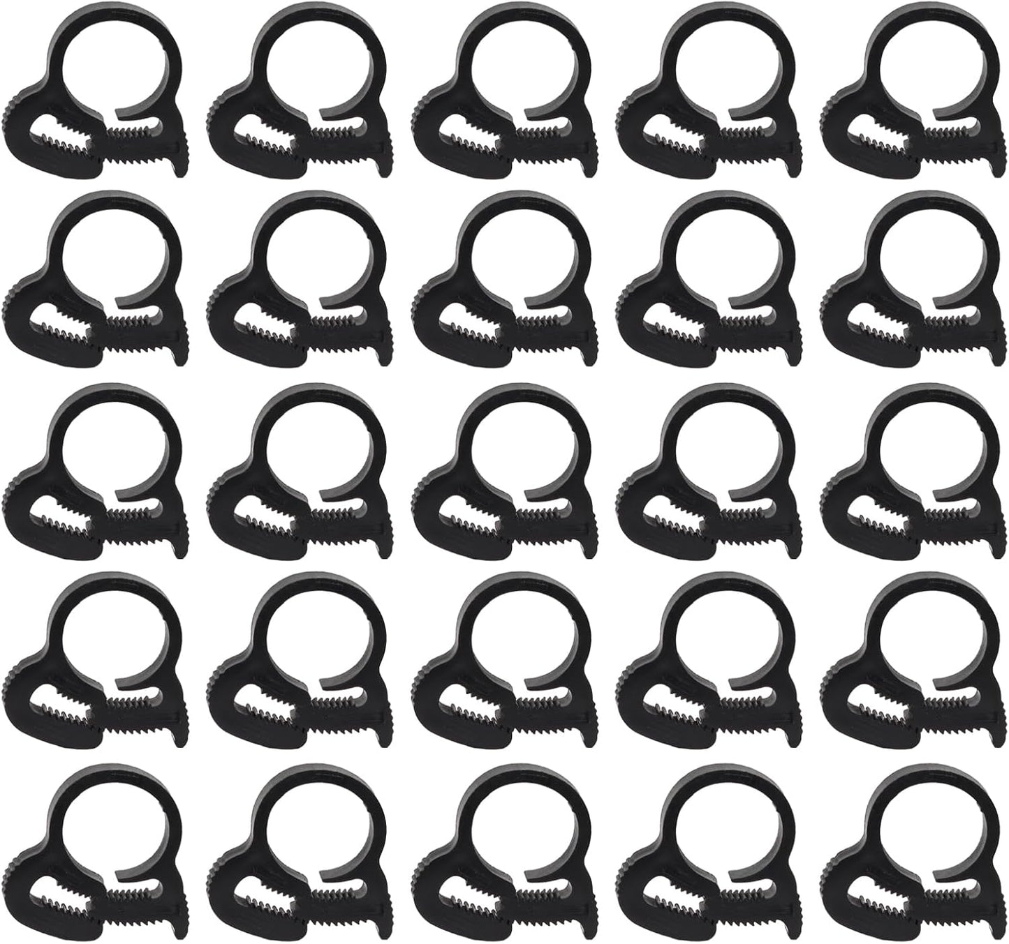 Biaungdo 20 Pack Black Double Gripping Nylon Hose Clamps, 12.3-13.3 mm Heavy Duty Snap Grip Plastic Clamps Adjustable Ratcheting Clamp
