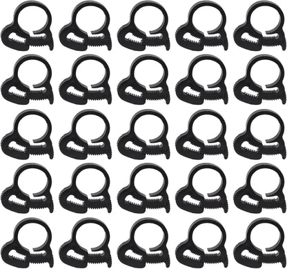Biaungdo 20 Pack Black Double Gripping Nylon Hose Clamps, 12.3-13.3 mm Heavy Duty Snap Grip Plastic Clamps Adjustable Ratcheting Clamp