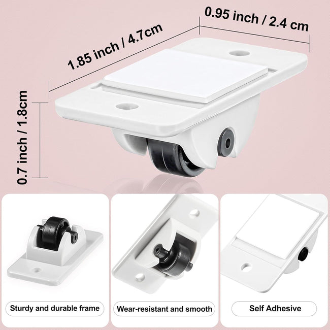 24 Pcs Sel-Adhesive ixed Casters – Caster Wheels or urniture, Cart, Storage Bins & DIY Toy Boxes, No-Drill Mini Wheels or Easy Mobility Main Image
