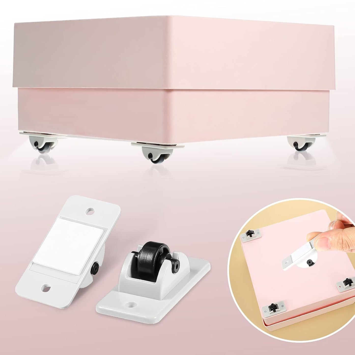 24 Pcs Sel-Adhesive ixed Casters – Caster Wheels or urniture, Cart, Storage Bins & DIY Toy Boxes, No-Drill Mini Wheels or Easy Mobility
