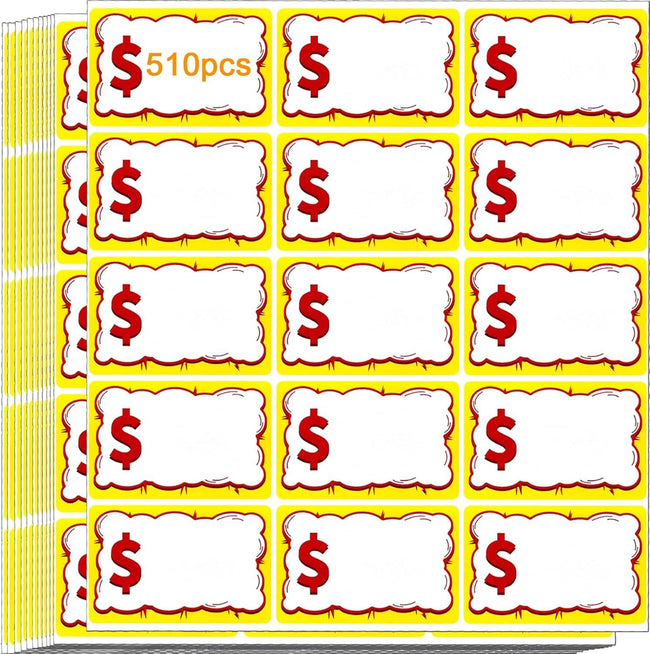 510 PCS Removable Garage Sale Price Stickers, 3"x2" Price stickers or Yard Sales, lea Markets, County airs & Retail Use, Pricemarker Labels, Colours Round Price Tags Hover Image