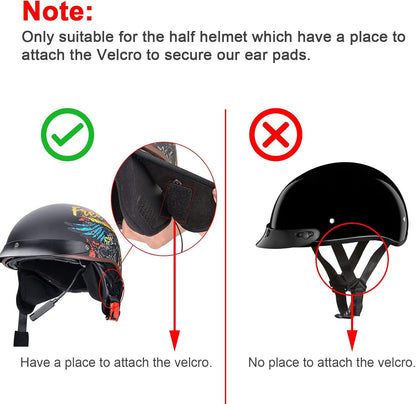 iGuerburn 2 Pair Half Helmet Ear Pads Speaker Pockets, Bluetooth Motorcycle Helmet Speakers Pouches 1/2 Helmet Accessories Ear Protection Reduce Wind Noise