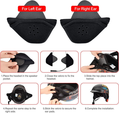 iGuerburn 2 Pair Half Helmet Ear Pads Speaker Pockets, Bluetooth Motorcycle Helmet Speakers Pouches 1/2 Helmet Accessories Ear Protection Reduce Wind Noise