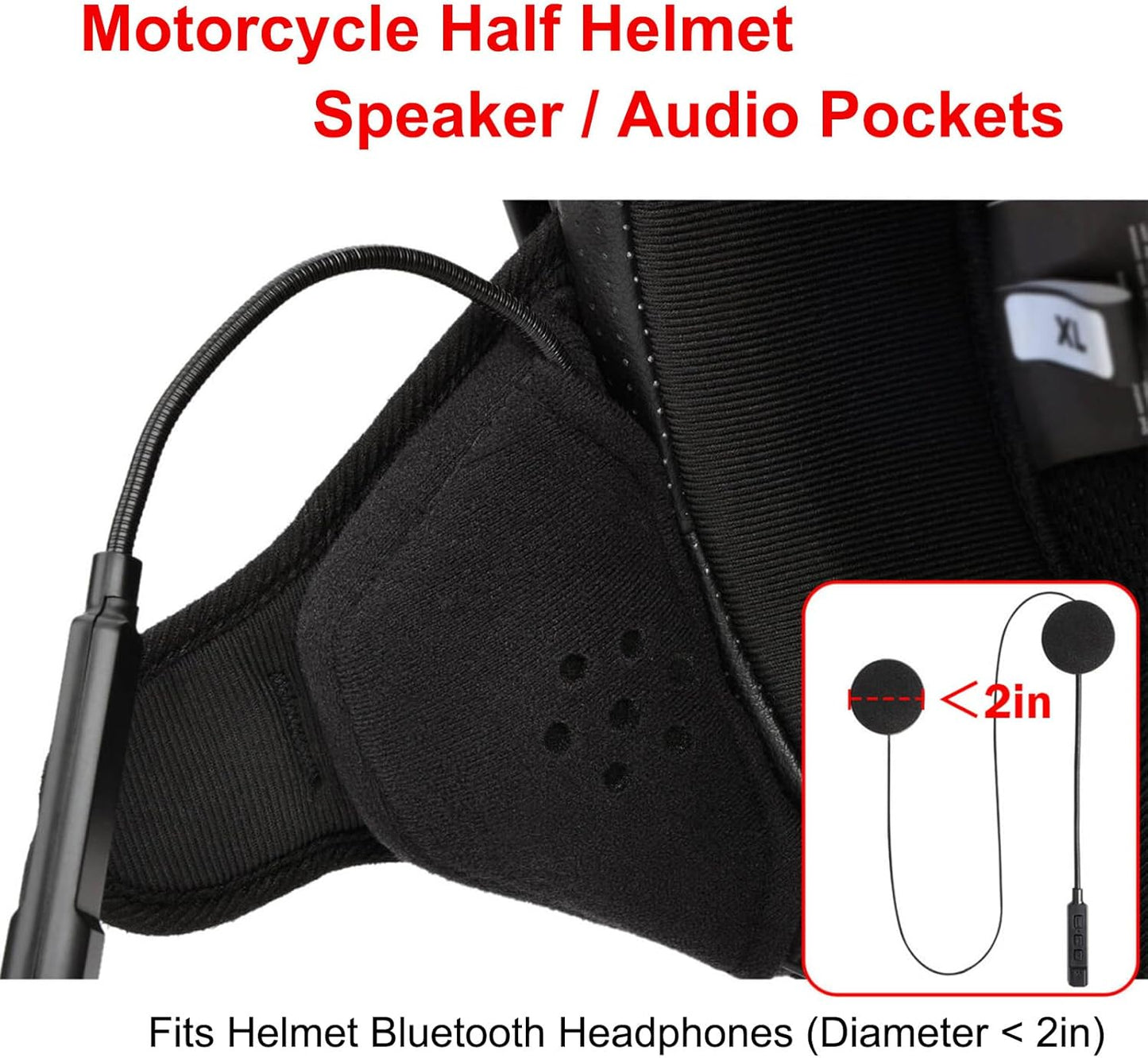 iGuerburn 2 Pair Half Helmet Ear Pads Speaker Pockets, Bluetooth Motorcycle Helmet Speakers Pouches 1/2 Helmet Accessories Ear Protection Reduce Wind Noise