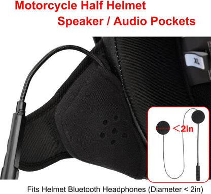 iGuerburn 2 Pair Half Helmet Ear Pads Speaker Pockets, Bluetooth Motorcycle Helmet Speakers Pouches 1/2 Helmet Accessories Ear Protection Reduce Wind Noise