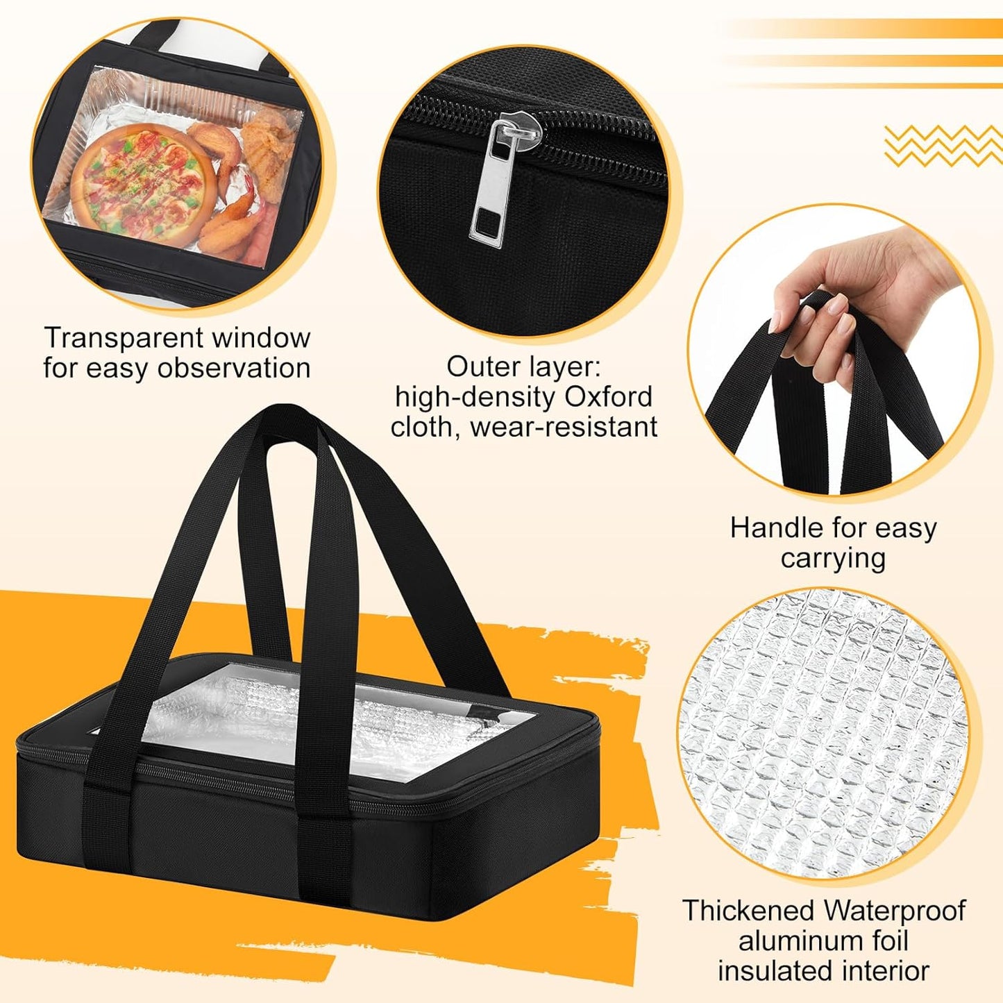 2 Pcs Foil Pan Carrier with Lid, Oxford Cloth Foil Pan Holder with Handle for Hot or Cold Food, Fits 9" x 13" Baking Dish, Stackable Food Warmer Tote for Parties/picnic/cookouts