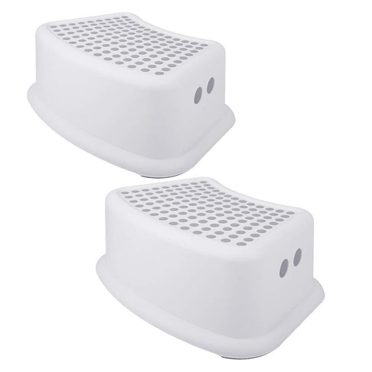 Step Stool or Kids (2 Pack), Toddlers Stool or Potty Training, Bathroom, Kitchen, Bedroom, Toy Room and Living Room. Toilet Stools with Sot Anti-Slip Grips or Saety, Stackable (Grey)