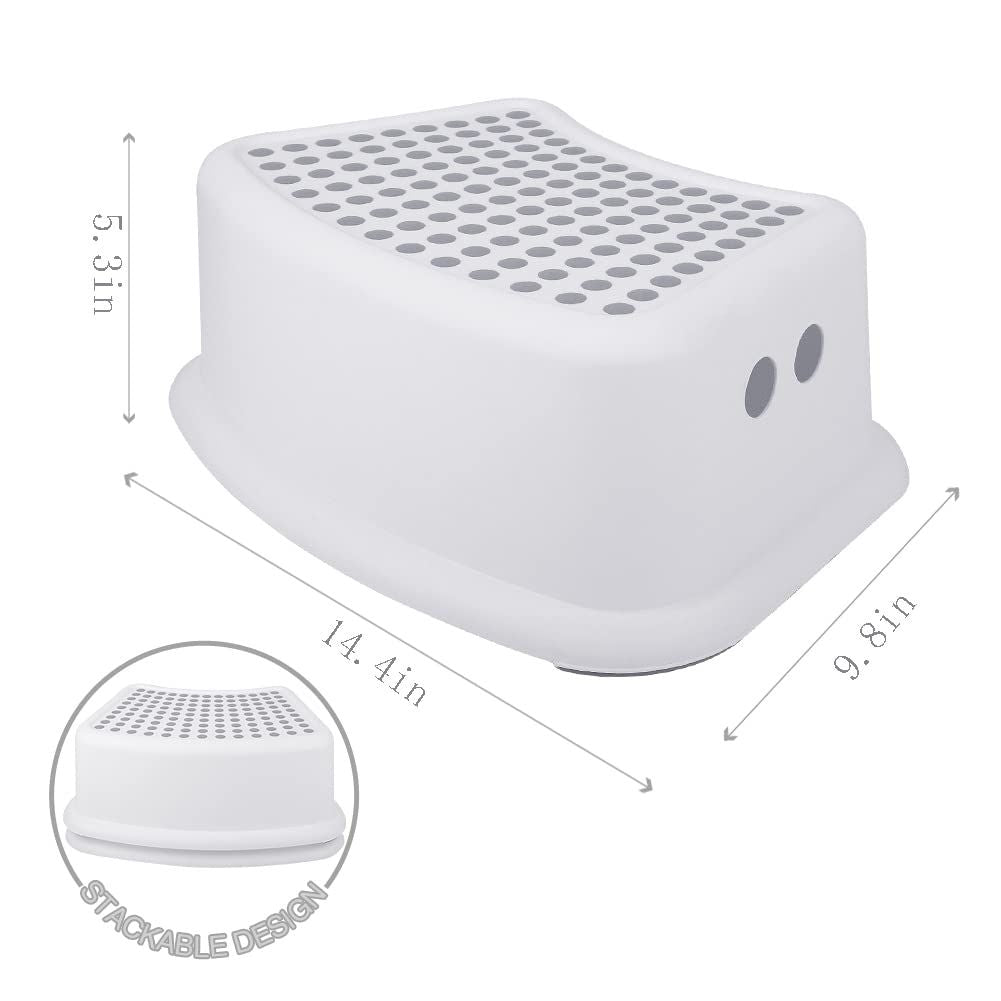 Step Stool or Kids (2 Pack), Toddlers Stool or Potty Training, Bathroom, Kitchen, Bedroom, Toy Room and Living Room. Toilet Stools with Sot Anti-Slip Grips or Saety, Stackable (Grey)