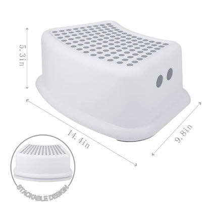 Step Stool or Kids (2 Pack), Toddlers Stool or Potty Training, Bathroom, Kitchen, Bedroom, Toy Room and Living Room. Toilet Stools with Sot Anti-Slip Grips or Saety, Stackable (Grey)