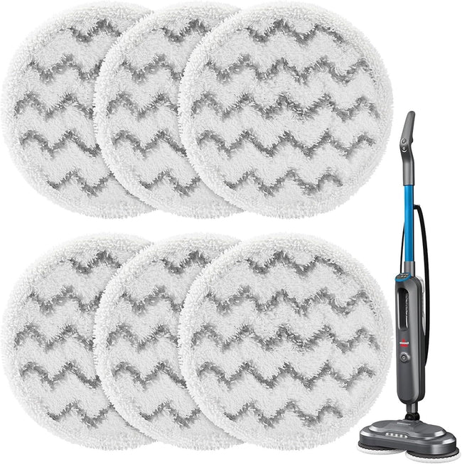 6 Pack 3897A / 3712 Rotating Steam Mop Pads Replacement or Bissell SpinWave SmartSteam Scrubbing Steam Mop Cleaner 【Models 3897A/3712 ONLY】, Washable Reuseable Reill Pads Hover Image
