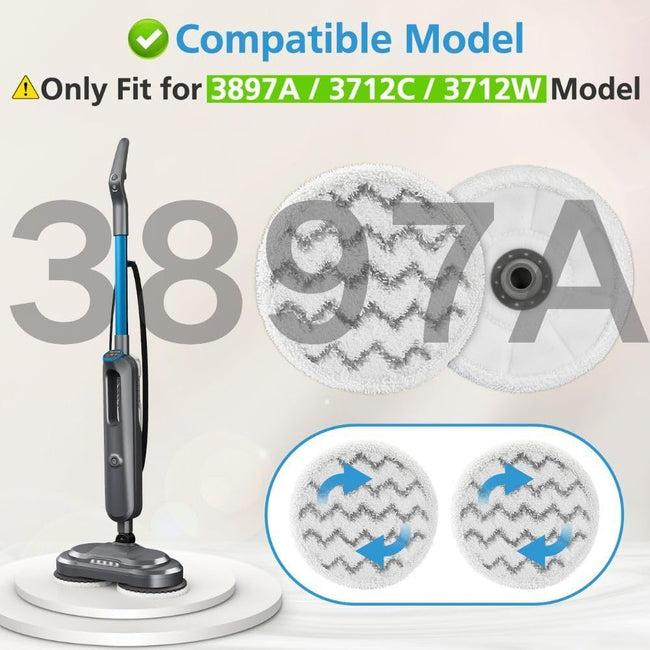 6 Pack 3897A / 3712 Rotating Steam Mop Pads Replacement or Bissell SpinWave SmartSteam Scrubbing Steam Mop Cleaner 【Models 3897A/3712 ONLY】, Washable Reuseable Reill Pads Main Image
